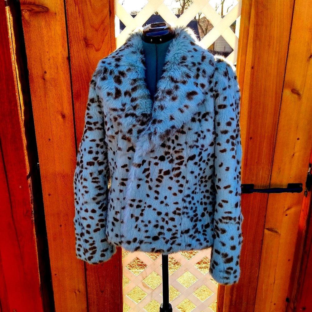 Robbins egg blue fur jacket